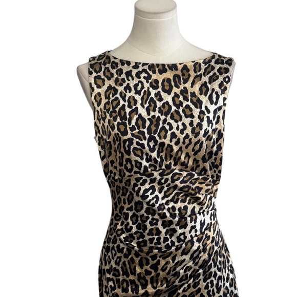 CACHE Leopard Sheath Animal Print Stretch Satin Size 10 8 6 Party Event Vacation - Picture 4 of 7
